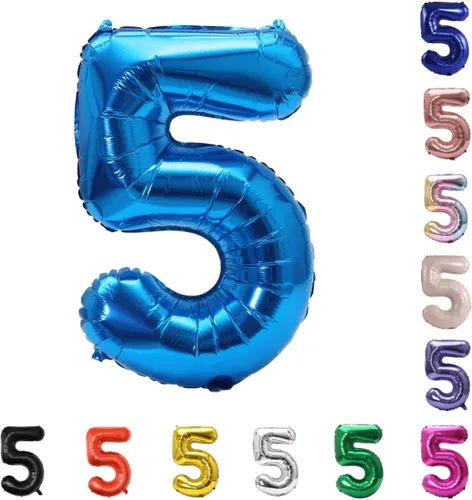 Miniatura 49 de YPSelected Globo grande de 32 pulgadas de helio con números 0-9 de papel de aluminio azul para cumpleaños, bodas y fiestas (Azul, 3)