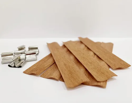 Miniatura 2 de GDJIEDE - 20 mecha de madera ondulada de 0.79 pulgadas de ancho por 4.72 pulgadas de alto+base de metal para hacer velas de madera sin humo