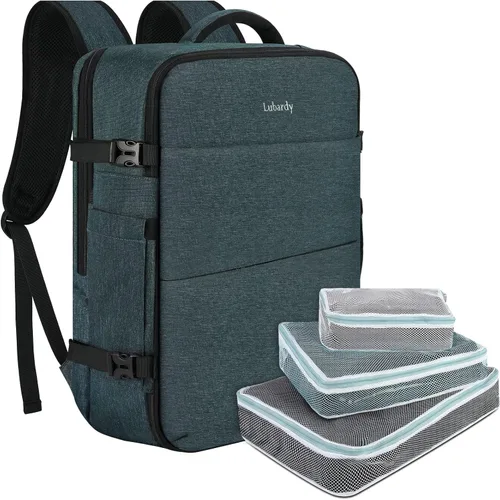 Miniatura 11 de Lubardy Mochila de viaje para laptop 40L, aprobada para vuelos, mochila de mano para hombres y mujeres, Grande, Viajes Rosa