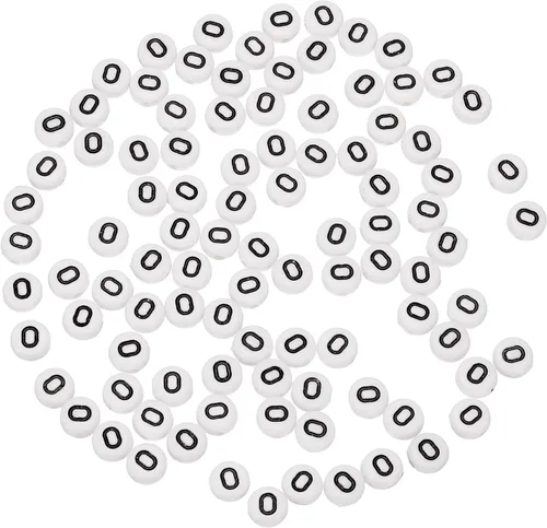 HARFINGTON 100 cuentas acrílicas de números de 0.157 x 0.276 pulgadas, cuentas redondas blancas, cuentas espaciadoras de plástico para hacer joyas,