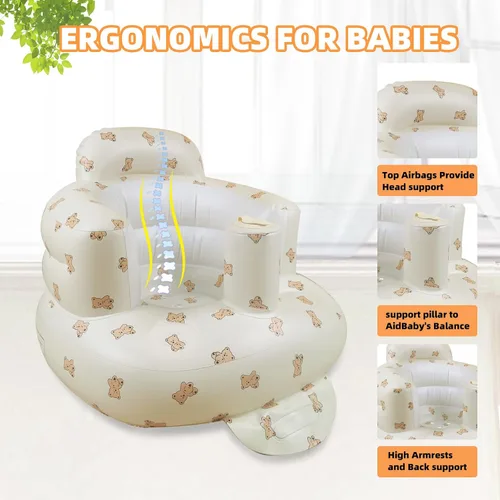 Miniatura 2 de AGITVPS Asiento de bebé inflable mejorado con bandeja para bebés de 3 a 36 meses, asiento de bumbo con bomba de aire integrada con bandeja, silla