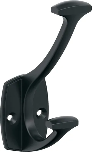 Amerock H37001MB | Gancho decorativo de pared de doble punta Vicinity | 4-9/16 pulgadas (4.567 in) de longitud | Gancho negro mate para abrigos,