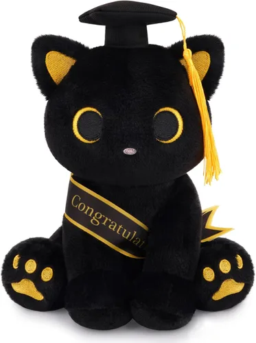 Miniatura 17 de Peluche de gato negro con manzana roja, regalo de agradecimiento para profesores, agradecimiento por ayudarme a crecer, bonito peluche de gato de 8