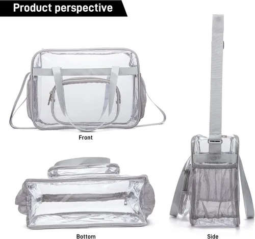 Miniatura 19 de Bolsas transparentes aprobadas para estadios, bolsa transparente + correa para el hombro, bolsa transparente grande