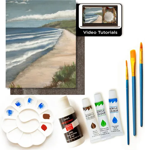 Miniatura 2 de Painting4Real Kits de clase de pintura para adultos con tutoriales en video, aprende a pintar la costa atlántica, cómo pintar con juegos de pintura