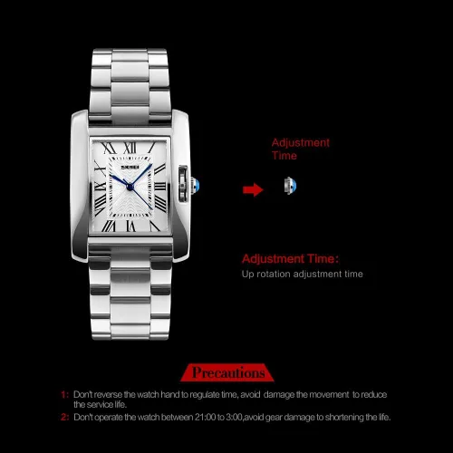 Miniatura 9 de Mujer reloj rectángulo vidrio oro rosa impermeable de acero inoxidable cuarzo analógico números romanos reloj