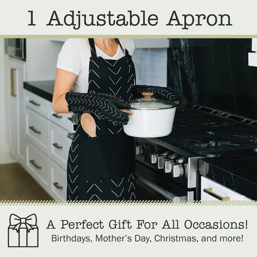 Miniatura 5 de Adjustable Designer Kitchen Apron for Adults Cotton Cooking Apron with Pockets and Adjustable Neck Buckle