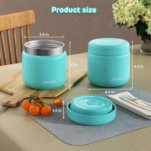 Miniatura 7 de JSCARES Tarros aislados de alimentos para niños de 12 onzas para comida caliente, boca ancha, termo de comida térmica, contenedor térmico de Azul
