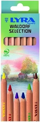 Lyra Waldorf Selection Lápiz de colores triangular gigante sin barnizar, Set de 6 lápices Super Ferby, colores surtidos (3711061)