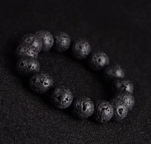 Miniatura 8 de 200 cuentas sueltas de piedra de lava negra y ágata con patrón de dragón, piedra envejecida, piedra malaquita, cuentas redondas volcánicas de 0.315