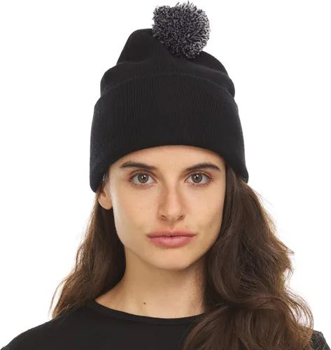 Miniatura 2 de Minus33 - Gorro de punto de peso medio para uso diario, 100% lana merina, gorro de invierno con pompones