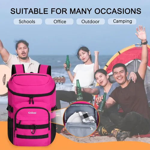Miniatura 6 de Mochila térmica con aislamiento, a prueba de fugas, pequeña mochila térmica suave para hombres y mujeres, para campamentos, viajes, playa, Rosa