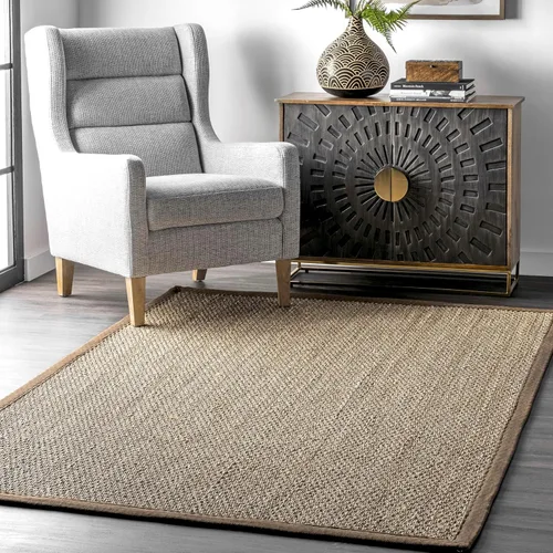 Miniatura 16 de nuLOOM Alfombra de Área Elijah Seagrass de 5 x 8 pies, Beige, Estilo Rústico Sólido, Borde de Algodón, Tejido de Cesta, Fibra Natural, Para Elijah