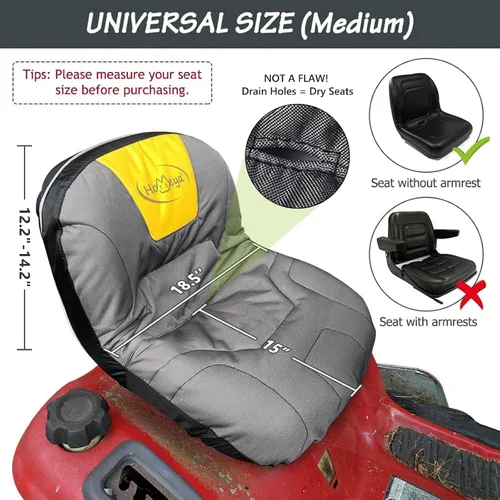 Miniatura 3 de HOMEYA Funda de asiento para cortacésped, resistente al agua, 600D, Oxford, con relleno y bolsillos traseros, para asientos de 12.2 a 14.2 pulgadas