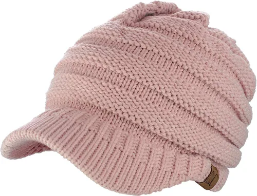 Miniatura 9 de C.C Gorro de punto trenzado cálido y grueso con visera