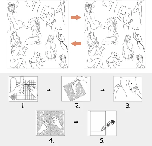 Miniatura 3 de Naked Laaaadies - Papel tapiz para despegar y pegar, formas gruesas de una mujer, arte impresionante, línea de cuerpo femenino, papel de pared