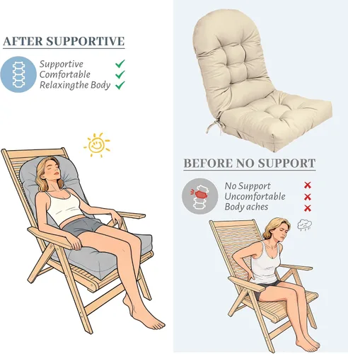 Miniatura 7 de Adirondack - Cojín para silla mecedora, de algodón PP de alta elasticidad, acolchado para respaldo de asiento, para interiores y exteriores