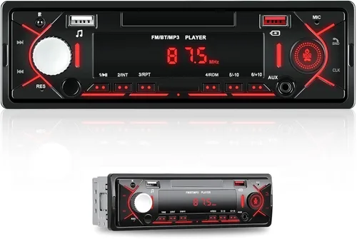 CAMECHO Radio de coche Bluetooth Single DIN Audio estéreo para automóvil, audio para automóvil con manos libres Bluetooth, FM/ MP3/U disco/AUX/carga