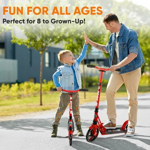 Miniatura 5 de Hurtle Renegade Kick Scooter for Kids, Teenagers & Adults - 2-Wheel Folding Scooter with Adjustable T-Bar Handlebar - Alloy Anti-Slip Deck Rojo