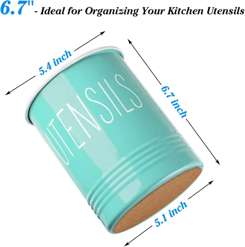 Miniatura 2 de Bivvclaz Soporte para Utensilios de Cocina Verde Azulado, Soporte de Utensilios de 6.7" para Encimera de Cocina, Recipiente para Utensilios