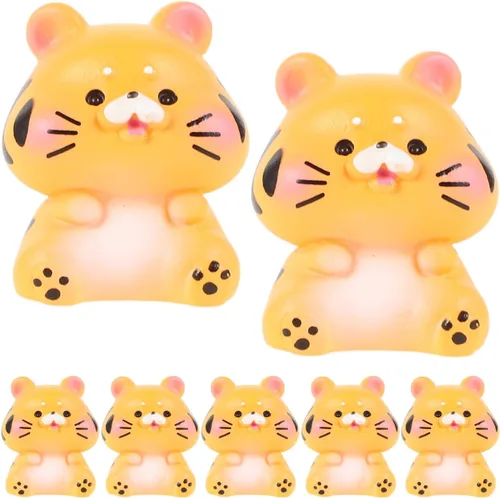 NUOBESTY Juego de adornos de mini tigre, 7 figuras de resina de 1.02 pulgadas, modelos creativos de tigre pequeño, decoración de escritorio para el