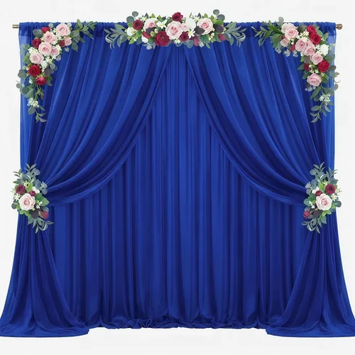 Miniatura 25 de Cortinas de fondo azul bebé de 10 pies x 10 pies, tela de gasa chiffon transparente sin arrugas, tela de fondo fotográfico drapeada para arco