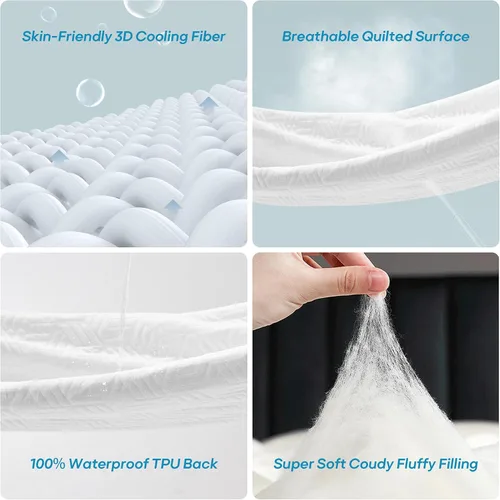Miniatura 8 de Cozymaker Protector de colchón 100% impermeable, tamaño individual, funda de colchón refrescante ajustable de 8 a 21 pulgadas, bolsillo profundo
