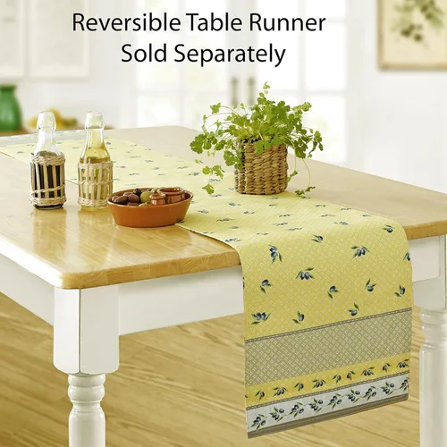 Miniatura 5 de Home Bargains Plus Mantel rectangular de tela, juego de 4 manteles individuales, estampado Olivier amarillo y gris oliva, manteles individuales
