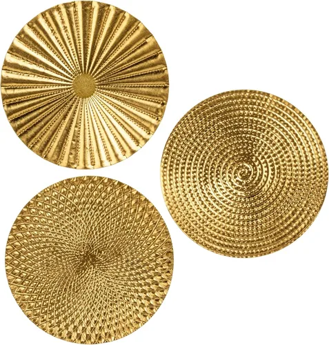 Briful Juego de 3 decoraciones de pared doradas de 30 cm de metal con diseño de estrellas radiantes, placa radial, arte de pared moderno,