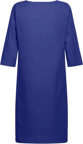 Miniatura 5 de Ceboyel Vestido de verano de lino y algodón para mujer, cuello en V, vestidos casuales lisos de media manga, vestido corto bohemio para mujer 2023