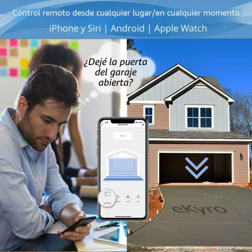 Miniatura 3 de eKyro Abridor inteligente de puerta de garaje - Controlador remoto universal WiFi compatible con Alexa, Google Home, iPhone, Siri, Android, alerta