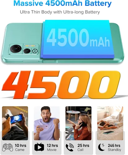 Miniatura 3 de Ulefone Teléfonos celulares desbloqueados, Note 14 Android 12 teléfonos inteligentes desbloqueados, batería masiva de 4500 mAh, 7 GB + 16 GB