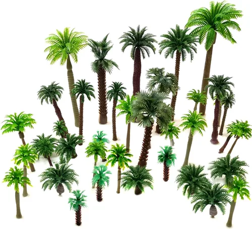 36 palmeras, arbustos de escala Ho, árboles de plástico para proyectos de 1.5-6 pulgadas (1.2-6.3 in), árboles en miniatura