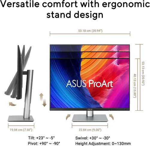 Miniatura 8 de ASUS ProArt Display Monitor profesional de 24" 16:10 (PA248QFV) - IPS, WUXGA (1920 x 1200), 100% sRGB, precisión de color ΔE < 2, Calman verificado