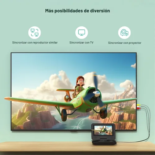 Miniatura 4 de POFOTO Reproductor de DVD portátil de 9.5 pulgadas para niños y automóvil con pantalla giratoria de 7.5 pulgadas, tiempo de trabajo de 4 a 6 horas