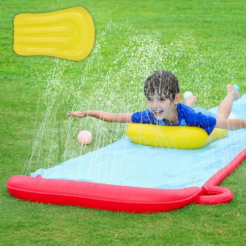 Miniatura 4 de ELEMARA Tobogán acuático inflable para patio trasero, sistema avanzado de rociadores de 19.1 pies para piscina y bodyboard de 24.8 pulgadas, parque
