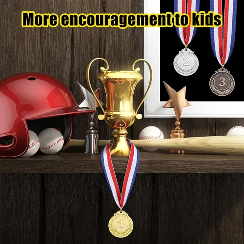 Miniatura 5 de MTLEE Gold Silver Bronze Award Medals Competition Style Winner Award Medals Metal Medals Prizes with Neck Ribbon for Competitions Party Homework