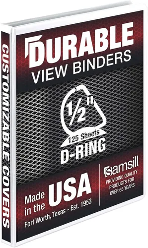 Miniatura 217 de Samsill - Carpeta duradera de 5 pulgadas, fabricada en los Estados Unidos, con anillos en D, transparente y personalizable, color blanco