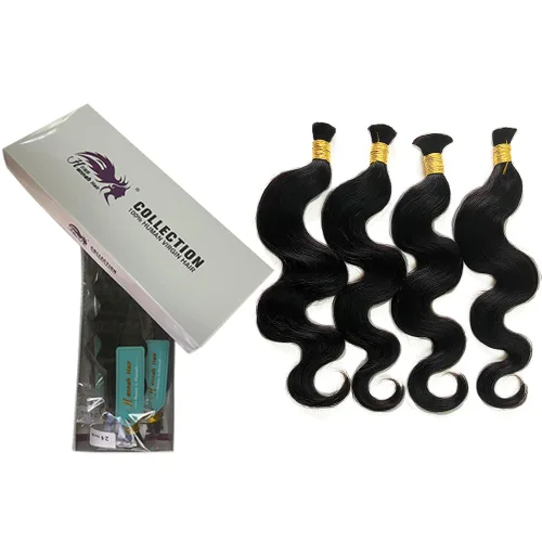 Miniatura 6 de Cabello humano ondulado a granel, 4 paquetes (7.05 oz) negro natural, 16, 18, 20, 22 pulgadas, sin trama, para caja sin costuras y trenzas bohemias