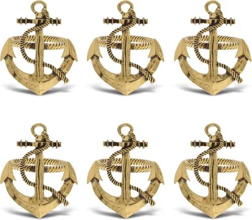 Juego de 6 servilleteros dorados – Elegantes servilleteros de metal dorado, servilleteros de centro de mesa de lujo para cenas familiares, fiestas