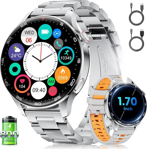 Miniatura 12 de Reloj inteligente de pantalla HD grande de 1.7 pulgadas para hombres con llamada Bluetooth, más de 100 modos deportivos, 800 mAh, IP68 impermeable