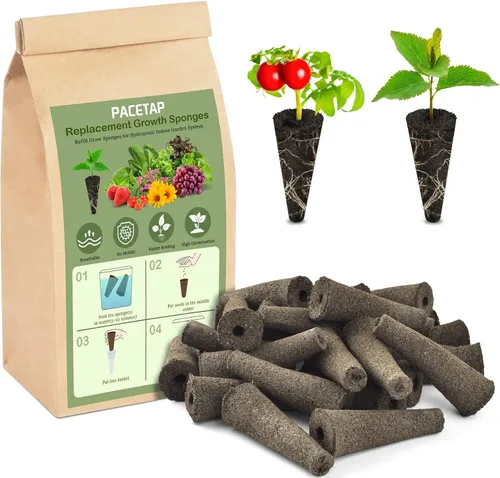 PACETAP Paquete de 30 esponjas de crecimiento compatibles con AeroGarden, repuesto de esponja de crecimiento para sistema hidropónico de jardín