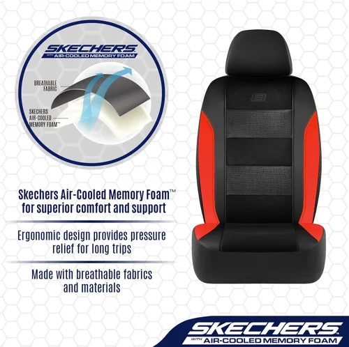 Miniatura 4 de Skechers Fundas de asiento de espuma viscoelástica y refrigeradas por aire, cuero premium con malla EVA, fundas de asiento de automóvil