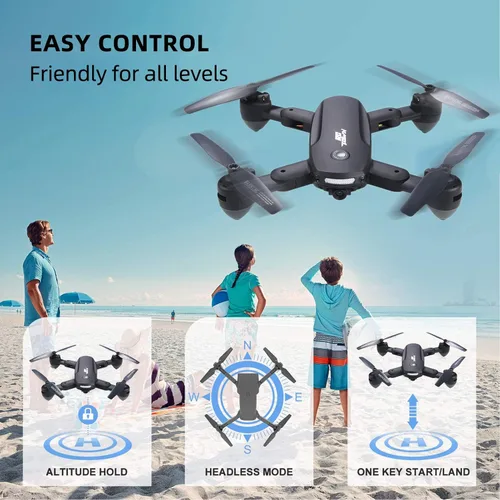 Miniatura 5 de Drone plegable con cámara 720P para adultos - R10 WiFi FPV RC Quadcopter con retención de altitud - Fotografía de gestos - Control de aplicación