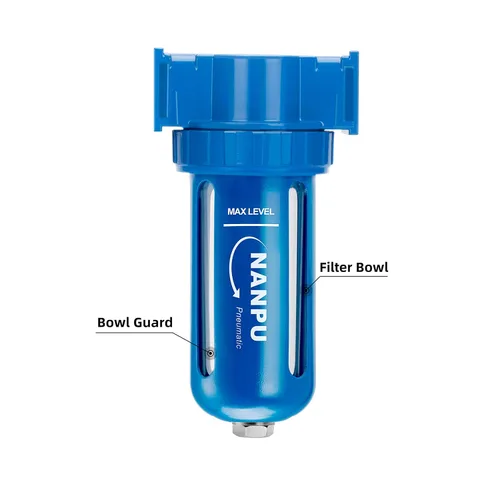Miniatura 2 de NANPU Secador desecante de aleación de zinc, filtro de aire comprimido en línea, separador de agua y humedad, cuenco de polietileno (1/4" NPT)