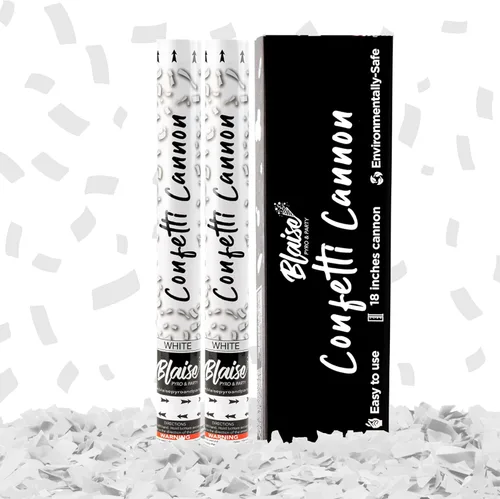 Blaise Pyro & Party Poppers de confeti blanco – Poppers grandes de confeti para bodas, compromisos y graduaciones, solubles en agua y fáciles de