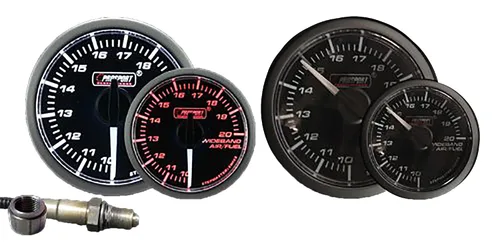 Miniatura 13 de Prosport Performance Medidor de relación de combustible aire de banda ancha Crystal Blue Series Lente ámbar/blanco transparente con puntero blanco