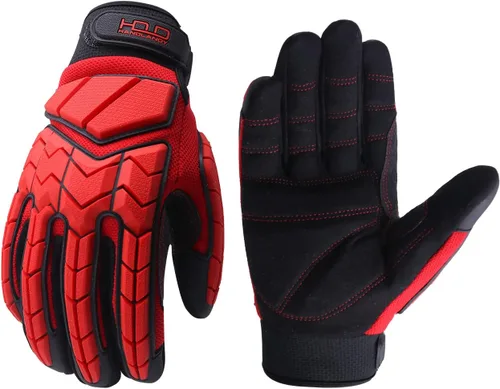 Miniatura 6 de HANDLANDY HLDD - Guantes de trabajo resistentes, guantes de impacto con protector TPR, guantes de trabajo mecánico antivibraciones para hombres