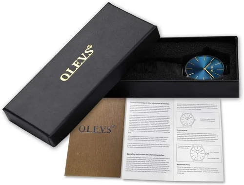 Miniatura 15 de OLEVS Juego de 2 relojes de cuarzo para parejas de San Valentín, calendario luminoso, ventana de fecha, 3 ATM, impermeable, casual, acero
