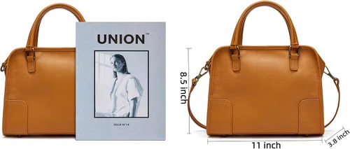 Miniatura 8 de blanco, marrón, cuero (Goatskin Clutch Off White+Brown Leather Top Handle Purter), Blanco, marrón